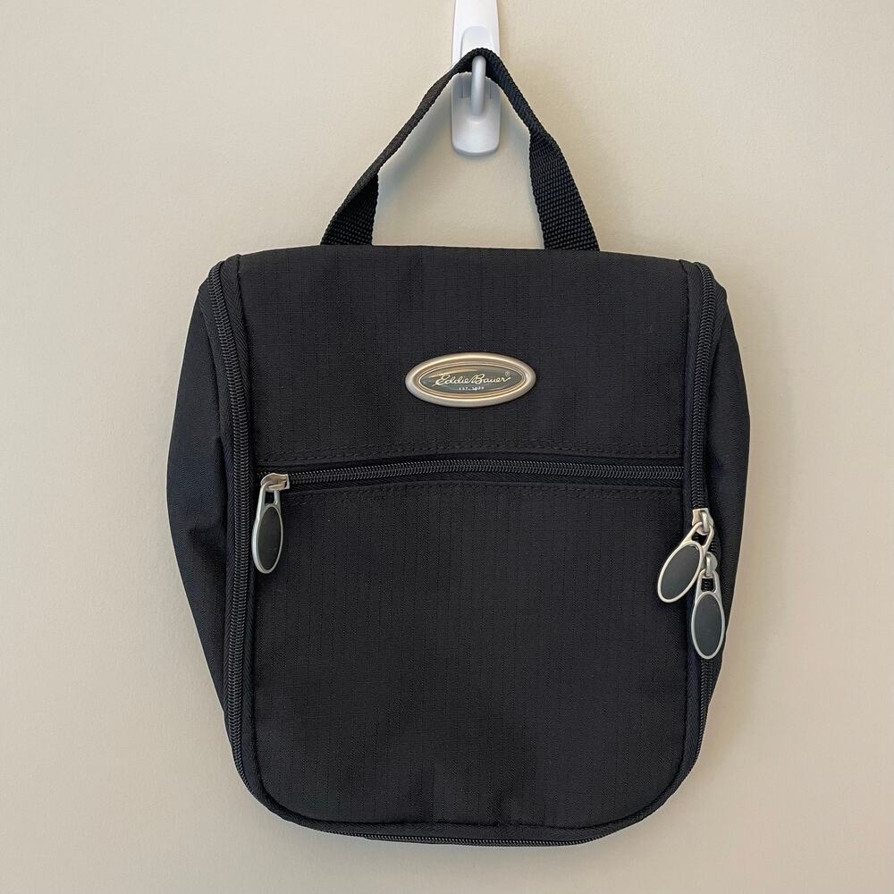 Eddie Bauer Canvas Travel Hanging Toiletries Cosmetics Bag Zippered Like New